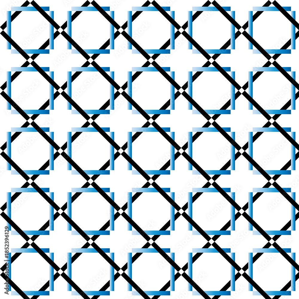 Naklejka premium Interlocking Square and Diagonal Line Pattern with Blue Accents Keywords: geometric, pattern
