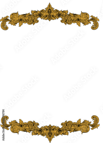 Elegant Ornate Baroque Scrollwork Frame Borders on Dark Background