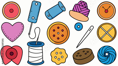 Colorful sewing and craft supplies