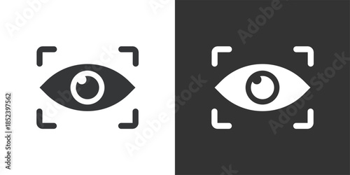 Biometric Eye Scan icon. Solid glyph series icon