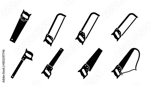 Various Black Saw Tool Icons Vector Collection EPS10 Stock.eps
