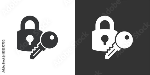 Lock and Key icon. Solid glyph series icon