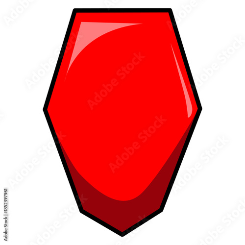 illustration A vibrant red shield icon.  Heptagon shield