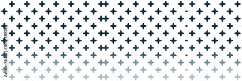 Abstract pattern of dark blue plus signs with fading reflection effect on transparent background