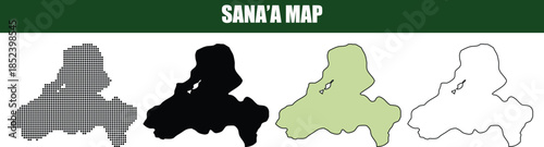 Sanaa city map in different styles