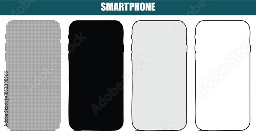 Smartphone interface template with multiple screens for mobile applications