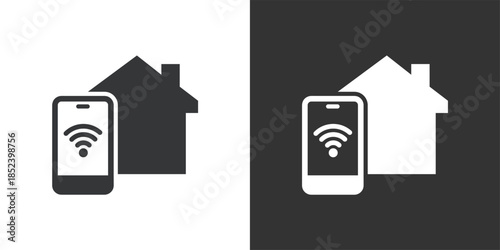 Smart Home Control System icon. Solid glyph series icon