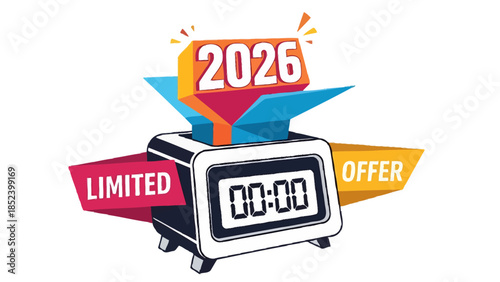 2026 Limited Time Offer Countdown Timer Graphic for Promotional Sales and Marketing