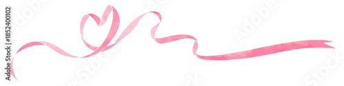 ハート型のリボン、デコレーション素材、水彩カラー