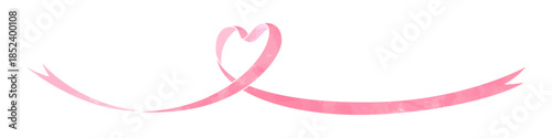 ハート型のリボン、デコレーション素材、水彩カラー