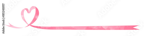 ハート型のリボン、デコレーション素材、水彩カラー