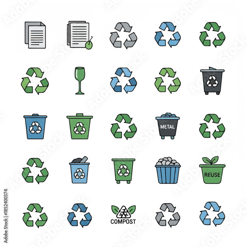 Collection of Recycling Symbols and Icons.