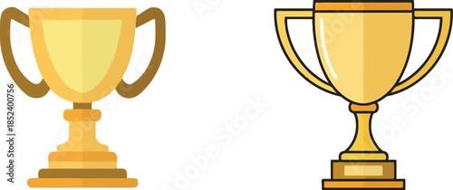 Golden Trophy Icons for Award and Achievement