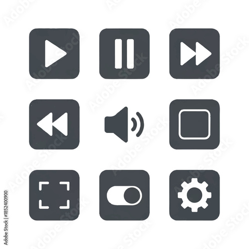 Media Player Control Icons Set.