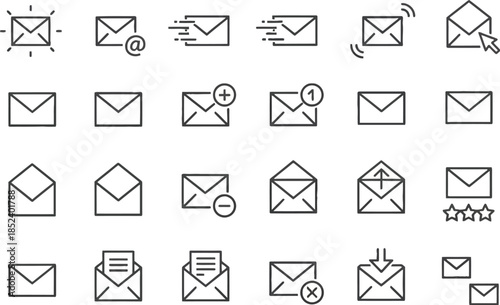 Email Icon Set for Digital Communication