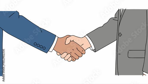 Flat vector illustration of business handshake between two professionals