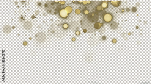 Transparent PNG of Top-Bordered Golden Bokeh Lights and Dust Particles.
