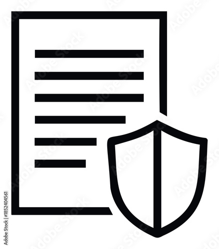 Abstract document icon with a shield symbolizing data protection and security for digital records and legal papers offering safety and privacy.
