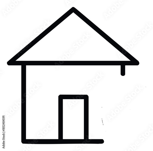 Simple black house outline icon representing home ownership, real estate, and residential dwelling for architectural concepts and web applications
