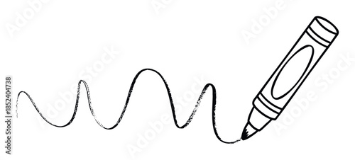 Black marker pen drawing a wavy line across a white surface, perfect for school supplies, creativity, or education related projects.