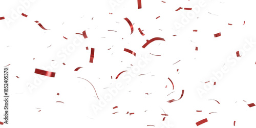 Red confetti falling isolated on transparent background
