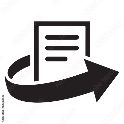 Black icon of document with arrow rotating around it