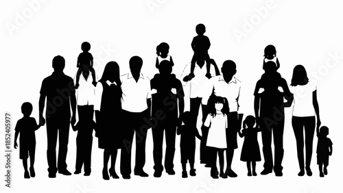 Diverse Group of People Silhouettes Standing.