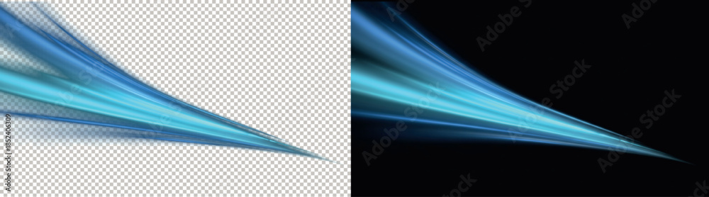 Fototapeta premium Transparent PNG and Dark Background Display of Dynamic Blue Light Swirl Effect.