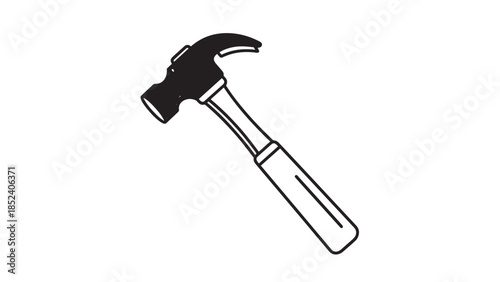 Stylized hammer silhouette representing construction tool, carpentry and industry imagery.