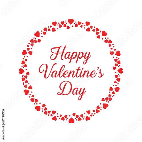 Happy valentine's day heart wreath illustration Vector