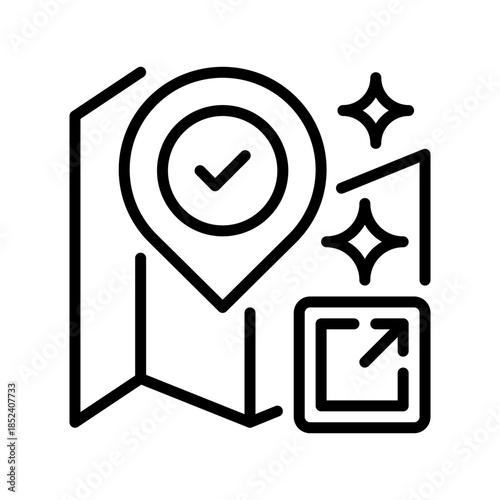 Location Sharing Line Icon, Outline Symbol for Position Exchange, Social Connectivity, Meetup Planning, Real-time Tracking, and Data Transmission. Vector Sign Icon.