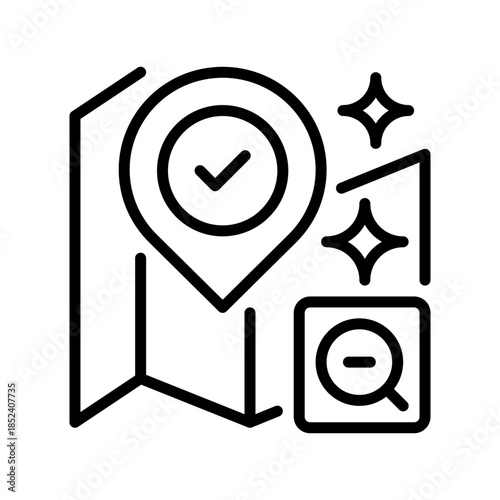 Map Zoom Out Line Icon, Outline Symbol for Reduction, Overview, Wide View, Distance, and Context. Vector Sign Icon.