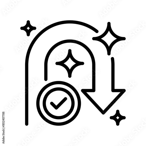 U Turn Arrow Line Icon, Outline Symbol for Reversal, Direction Change, Return, Rotation, and Correction. Vector Sign Icon.