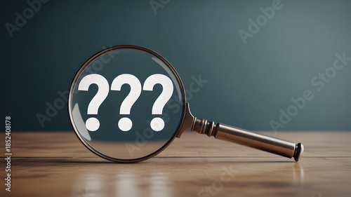 Unraveling mystery questions with magnifying glass for research, business, or education needs