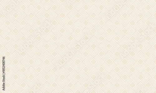 Schilderij op canvas A seamless beige geometric background featuring repeating diamond shapes formed by concentric lines on a textured surface