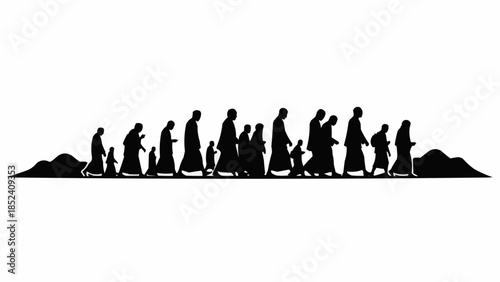 Silhouette of People Walking in Procession.