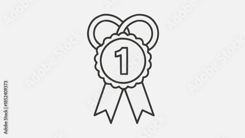First Place Winner Ribbon Icon Illustration.