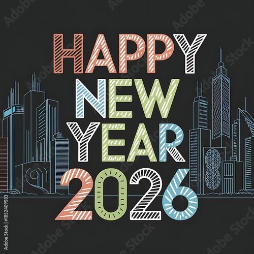 Happy New Year 2026 Gold Diamond Text background 