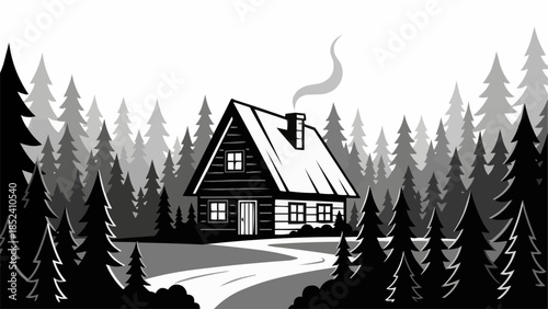 Cabin in the Woods Illustration.