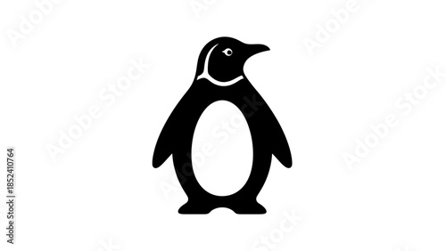 Minimalist black and white penguin silhouette, perfect for logo and icon design