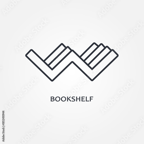 Bookshelf vector illustration, hand drawn doodle outline