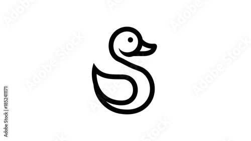 Elegant minimalist line art illustration of a duck suitable for logo design or creative projects