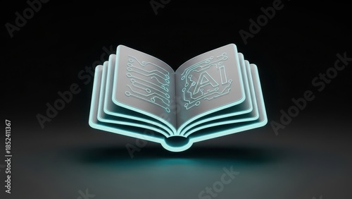 Book with a blue cover and the word AI on it