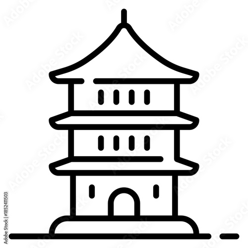 Chinese Traditional Pray Pagoda Line Icon