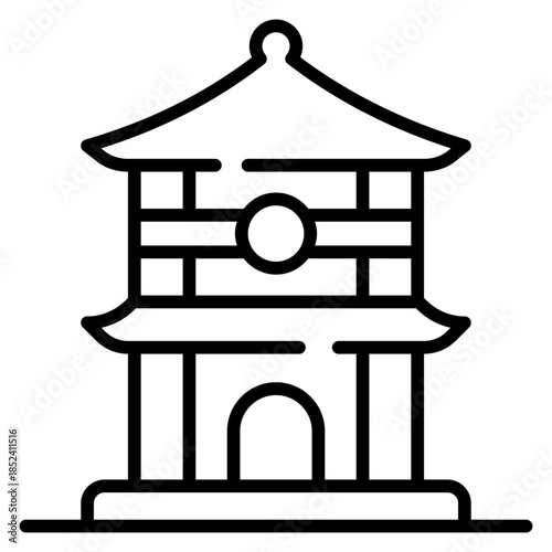 Chinese Traditional Pray Pagoda Line Icon