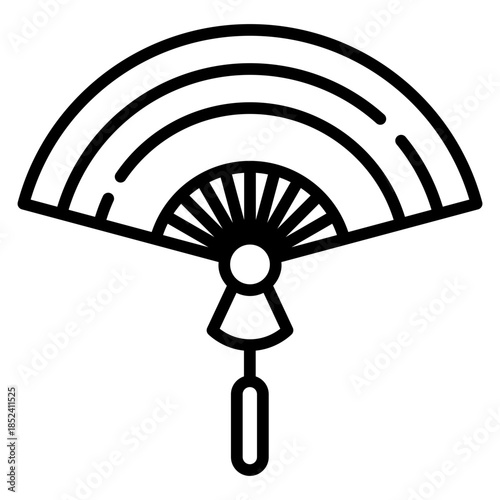 Chinese Paper Fan Line Icon
