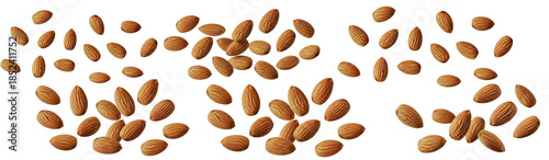 Wallpaper Mural Scattered Almond Nuts Pattern Isolated on White Background Torontodigital.ca