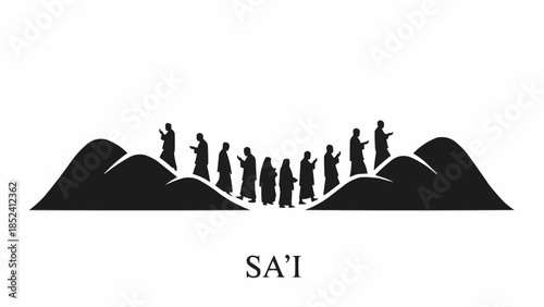Silhouette of Pilgrims Performing Sai Ritual.