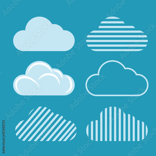 Modern Cloud Icons Collection with Line and Pattern Styles