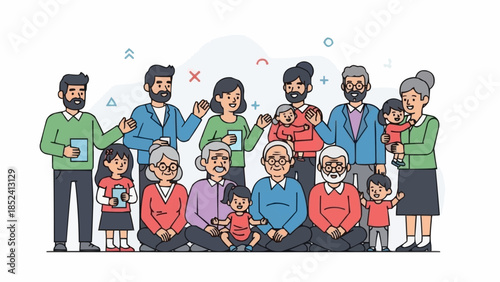 Diverse Family Group with Children and Elders.